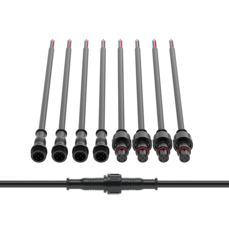 BTF-LIGHTING موصل كهربائي BTF-LIGHTING 5 دبابيس 24AWG IP65 موصل ذكر وأنثى كابل تمديد 7.87in/20cm للسيارة، الشاحنة، القارب، أضواء شريط LED داخلية/خارجية 15mm صمولة صغيرة الحجم 5 أزواج - Image 1